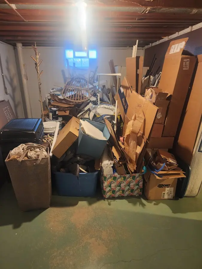 Roll-off dumpster container at job site for 20 Yard Dumpster Rental in Johnson